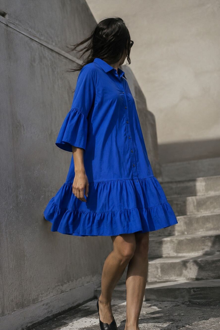 Caliban Blue Mini Shirt Dress Women's Sz. 42 (US M)